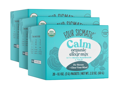 Four Sigmatic Organic Reishi Elixir Mix 60 packets front packaging on white background