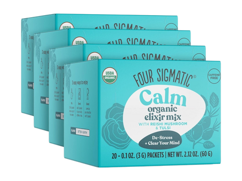 Four Sigmatic Organic Reishi Elixir Mix 80 packets front packaging on white background