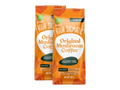 Four Sigmatic Original Mushroom Ground Coffee Dark Roast 283g, 2 pouches front packaging on white background