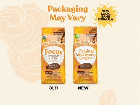 Four Sigmatic Original Mushroom Whole Bean Coffee, Dark Roast - 283g. Packaging may vary.