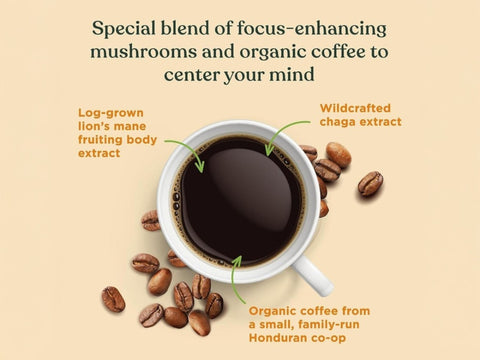 Four Sigmatic mushroom coffee whole beans ingredients and details 283g