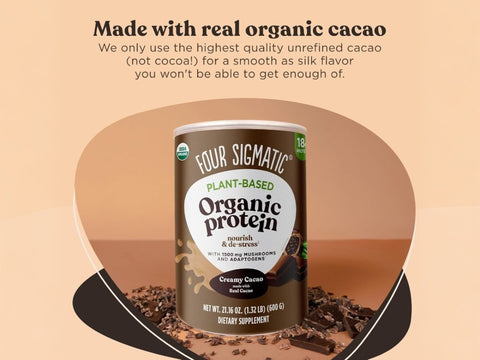 Four Sigmatic Plant-Based Organic Protein Powder, Creamy Cacao - 600g