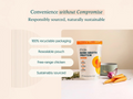 Freja Bone Broth Protein packaging with sustainability features on a light background
