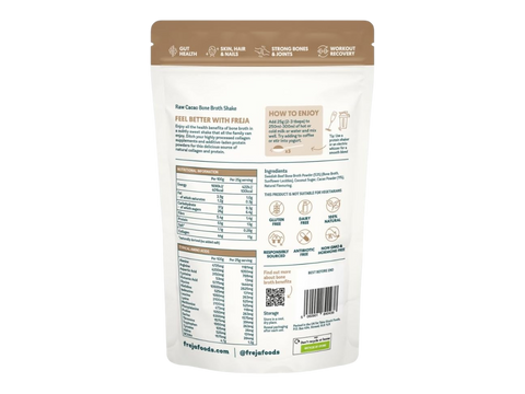 Back view of a food packaging with text and labels on a white background