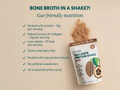 Collagen protein shake package with bone broth powder on a beige background