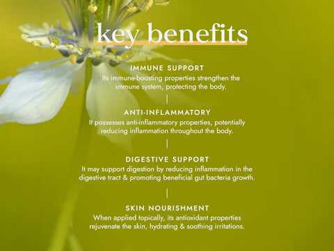 Fushi Organic Calendula Oil 100 ml key benefits graphic highlighting soothing massage oil for mother and baby