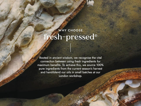 Fushi Organic Camellia Oil 100 ml key benefits graphic highlighting soothing and hydrating properties