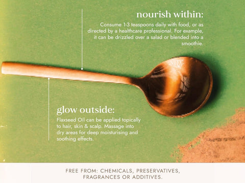 Fushi Organic Flaxseed Oil 100 ml how to use instructions graphic