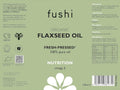 Fushi Organic Flaxseed Oil 100 ml back label showing directions ingredients and barcode