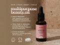 Fushi Organic Jojoba Oil 30 ml bottle on brown background with label close up