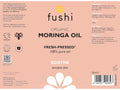 Fushi Organic Moringa Oil 50 ml back label showing directions ingredients and barcode