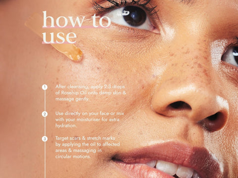 Fushi Organic Rosehip Oil 30 ml how to use instructions graphic