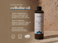 Fushi Really Good Cellulite Oil 100 ml bottle on brown background with label close up