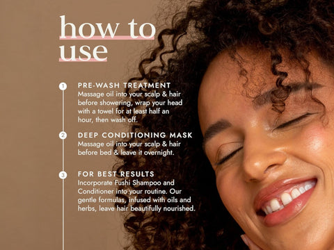 Fushi Really Good Hair Oil 100 ml how to use instructions graphic