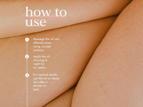 Fushi Really Good Stretch Mark Oil 100 ml how to use instructions graphic