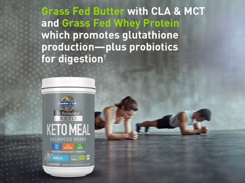 Garden of Life Dr. Formulated Meal Shake Grass Fed Butter & Whey with key benefits detail
