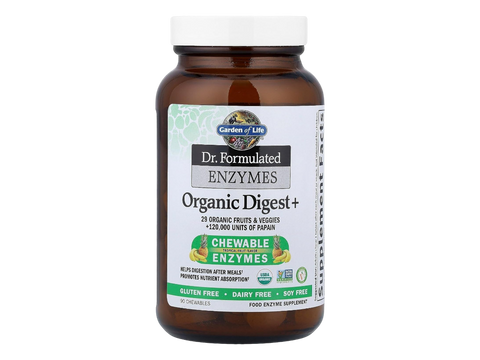 Garden of Life Dr Formulated Organic Digest with Papain and Bromelain 90 Chewables bottle front label packaging