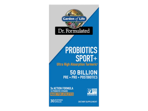 Garden of Life Dr. Formulated Sport Probiotics 30 Capsules front tub packaging showing product name and branding