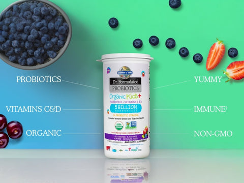 Garden of Life Kids Probiotic Organic Chewable with Vitamin C and D 30 Count ingredients information label