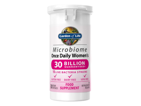 Garden of Life Microbiome Once Daily Women's Probiotic 30 Capsules front bottle packaging showing product name and branding