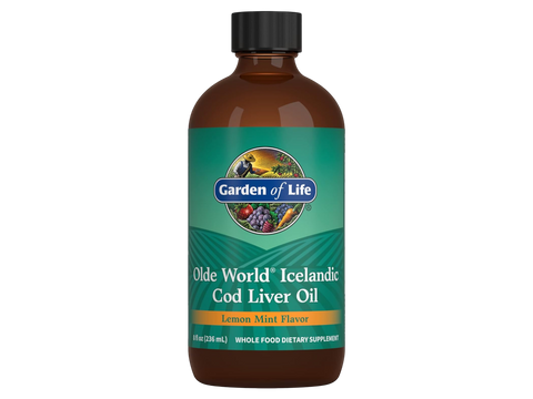 Garden of Life Olde World Icelandic Cod Liver Oil bottle, Lemon Mint, 236ml.