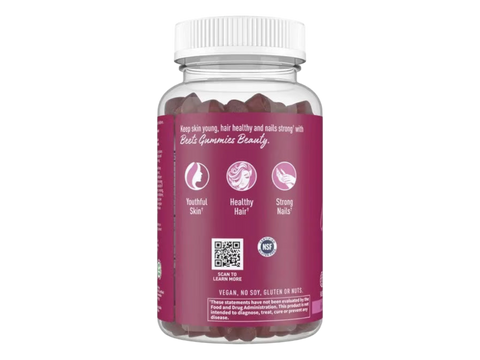 Garden of Life Organic Beet Root Beauty Gummies Raspberry 60 Count side bottle packaging with key benefits detail