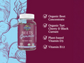 Supplement facts label for Beet Root Gummies with vitamins D & B12.