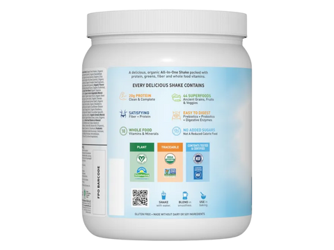 Nutrition facts and ingredients for Garden of Life Vanilla Protein Shake.