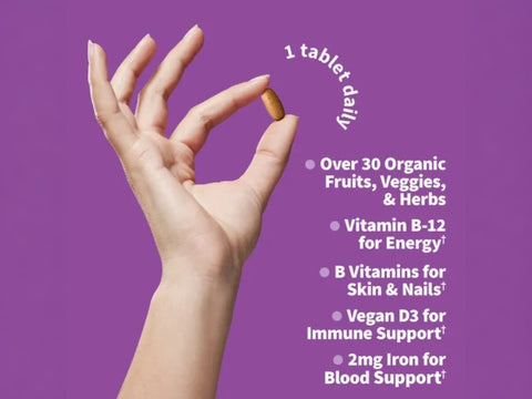 Garden of Life Organics Once Daily Whole Food Multivitamin Vegan Tablet for Women how to use dosage instructions label