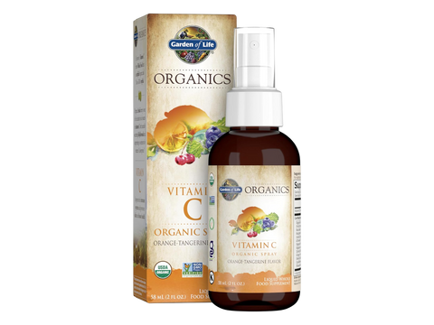 Garden of Life Organics Vitamin C Spray Orange Tangerine 58ml front spray bottle packaging showing product name and branding