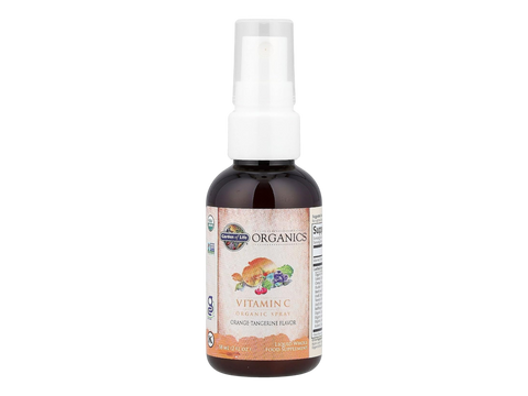 Garden of Life Organics Vitamin C Spray Orange Tangerine 58ml spray nozzle and bottle close up