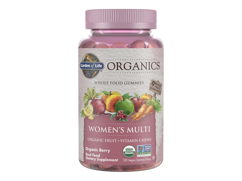 Garden of Life Organics Women's Gummy Vitamins Berry 120 Count bottle front label packaging