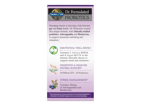 Garden of Life Probiotics Mood Plus 50 Billion CFU and Ashwagandha 60 Veggie Caps ingredients information label