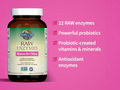 Garden of Life RAW Enzymes Women 50+ Digestive Enzymes 90 Capsules side bottle packaging with key benefits detail