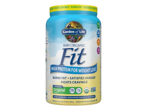 Garden of Life RAW Organic Fit Vegan Protein Shake Powder front tub packaging showing product name and branding- original flavor