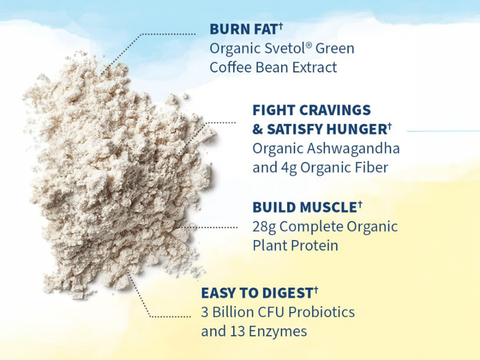 Garden of Life RAW Organic Fit Vegan Protein Shake Powder with key benefits detail