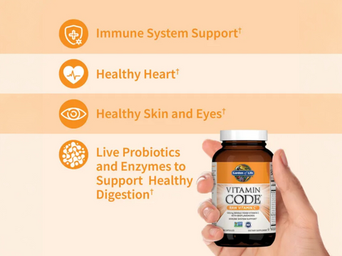 Garden of Life RAW Vitamin C 500 mg with Probiotics 60 Capsules with key benefits detail