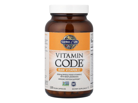Garden of Life RAW Vitamin C 500 mg with Probiotics 60 Capsules front bottle packaging showing product name and branding