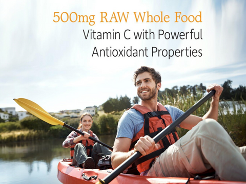 Garden of Life RAW Vitamin C 500 mg with Probiotics 60 Capsules with key benefits detail