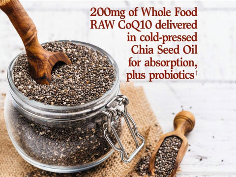 Garden of Life Raw CoQ10 200mg with Chia Seed Oil and Probiotics 60 Vegan Capsules information panel