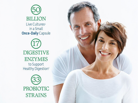 Garden of Life Raw Probiotics 50 Billion CFU Once Daily 30 Capsules with key benefits detail