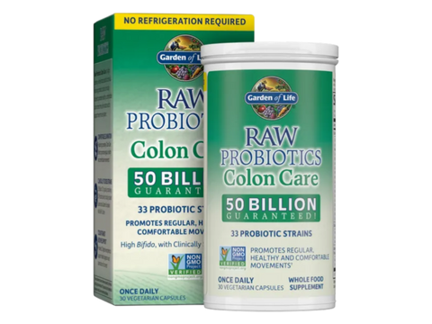 Garden of Life Raw Probiotics 50 Billion CFU Once Daily 30 Capsules front bottle packaging showing product name and branding