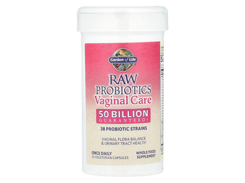 Garden of Life Raw Probiotics for Women 50 Billion CFU 38 Strains 30 Veg Caps bottle front label packaging