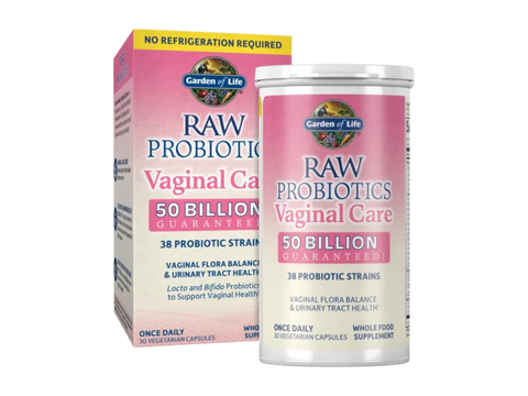 Garden of Life Raw Probiotics for Women 50 Billion CFU 38 Strains 30 Veg Caps bottle front label packaging