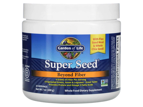 Garden of Life Super Seed Supplement tub, Whole Food Fiber & Protein- 200g