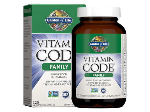 Garden of Life Vitamin Code Family Multi Whole Food Multivitamin 120 Vegan Caps bottle front label packaging