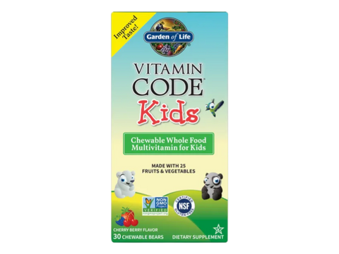 Garden of Life Vitamin Code Kids Chewable Multivitamin Cherry Berry front bottle packaging showing product name and branding