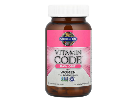 Garden of Life Vitamin Code RAW ONE for Women Once Daily Multi front bottle packaging showing product name and branding