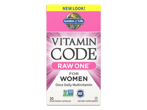 Garden of Life Vitamin Code RAW ONE for Women Once Daily Multi front bottle packaging showing product name and branding