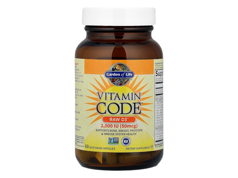 Garden of Life Vitamin Code Raw D3 2000 IU with Chlorella and Enzymes bottle front label packaging- 60 capsules